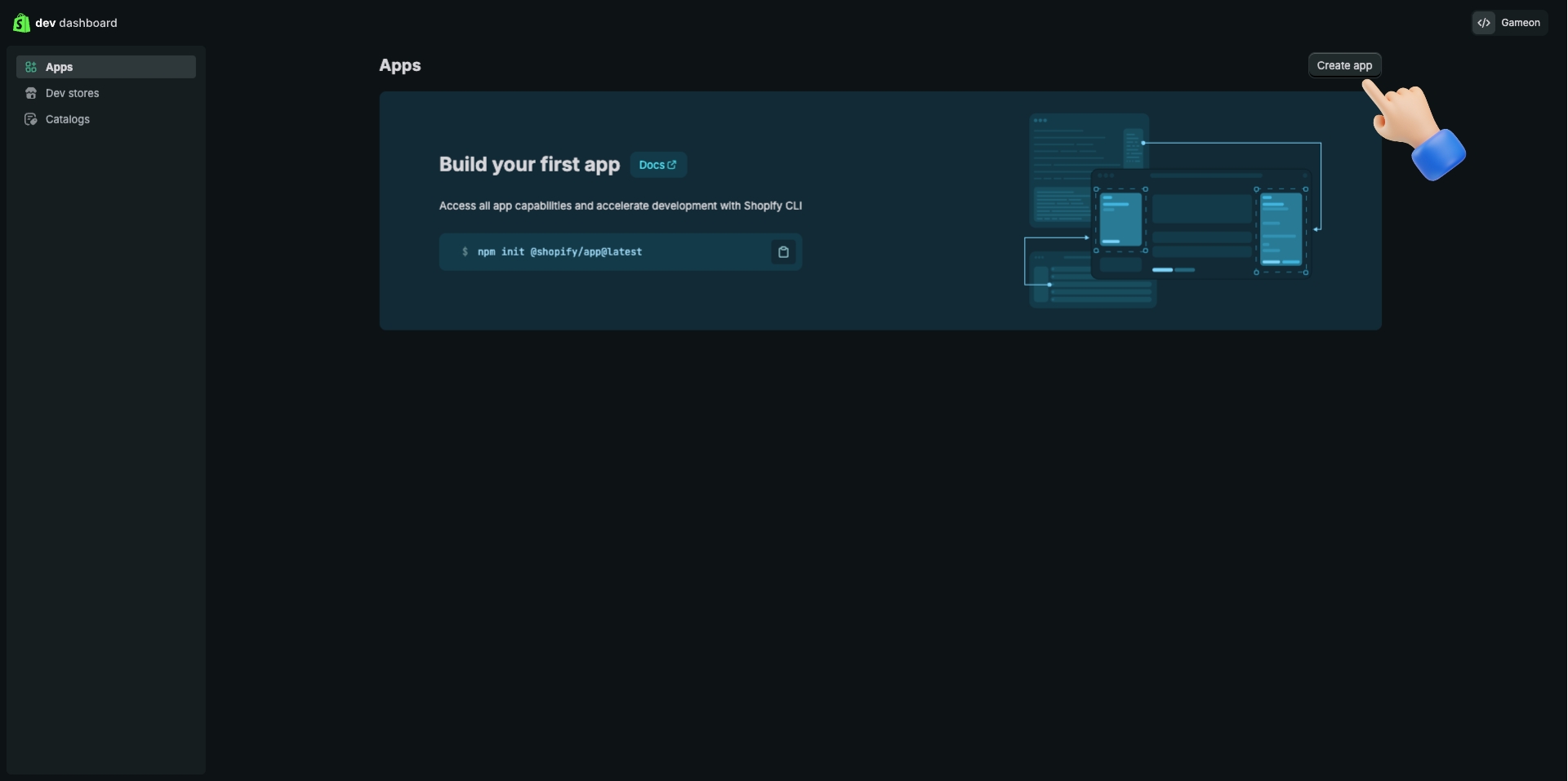 Dev Dashboard - Create app