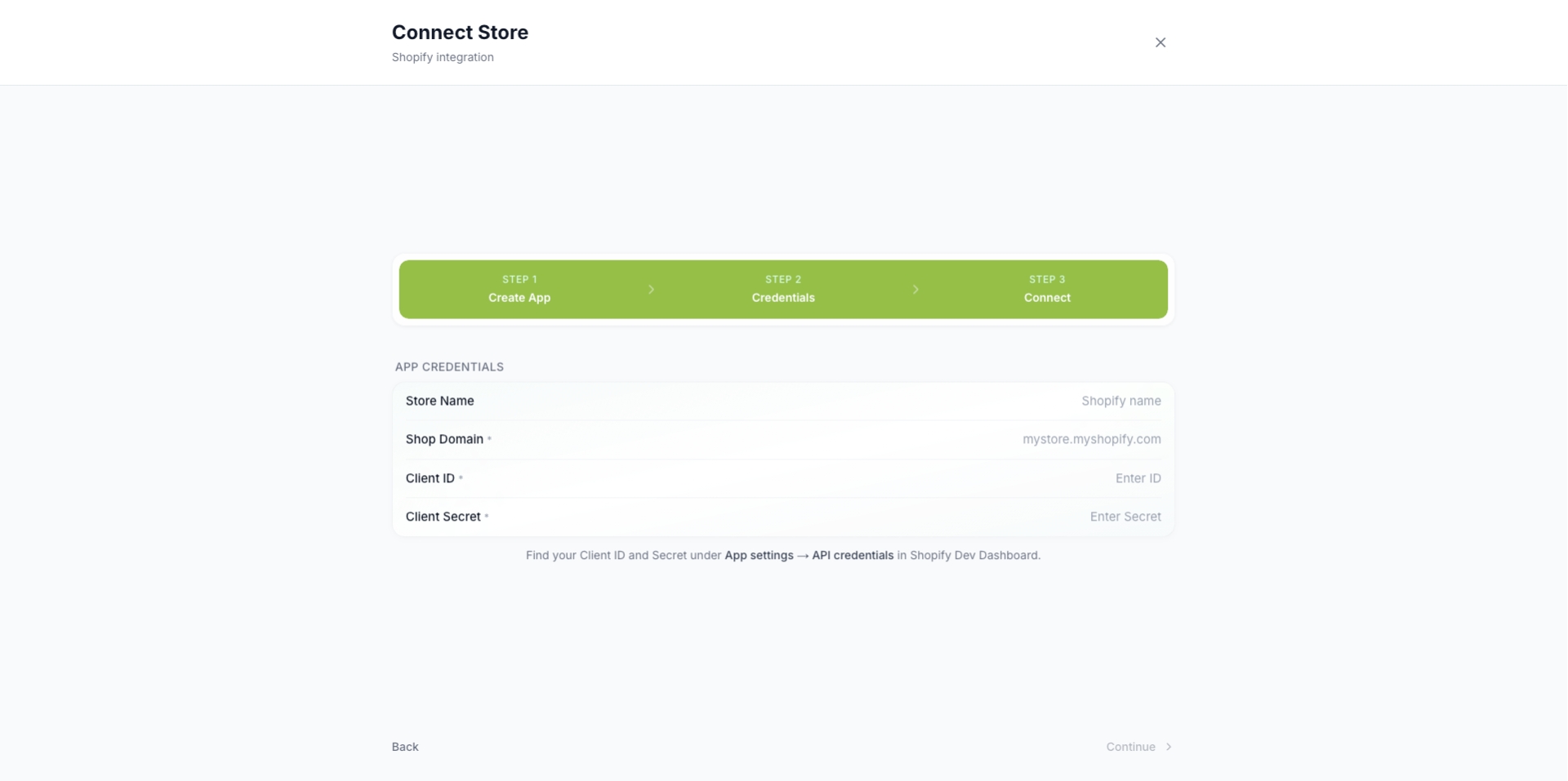 TSeller Settings - Connect Shopify Store