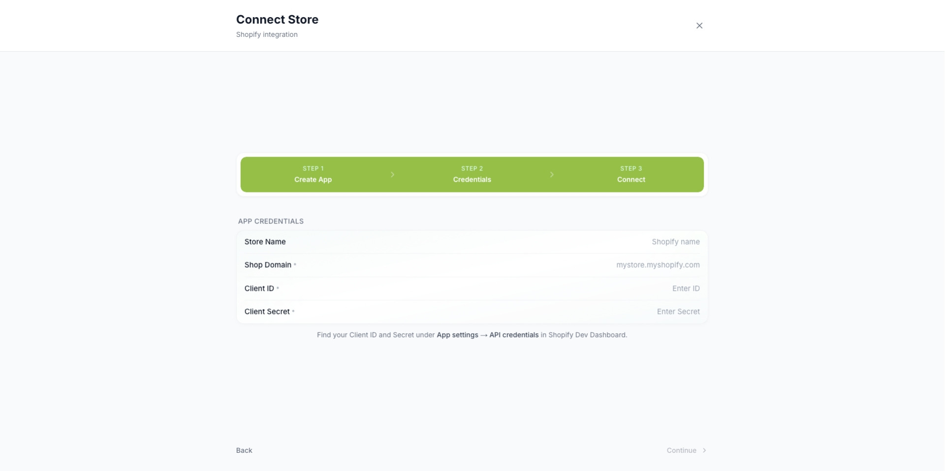 TSeller Settings - Connect Shopify Store