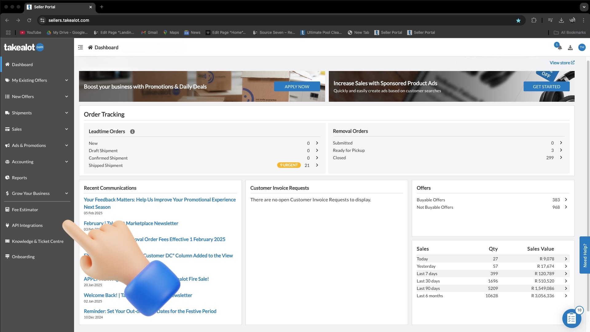 Takealot Seller Portal login to get your API key