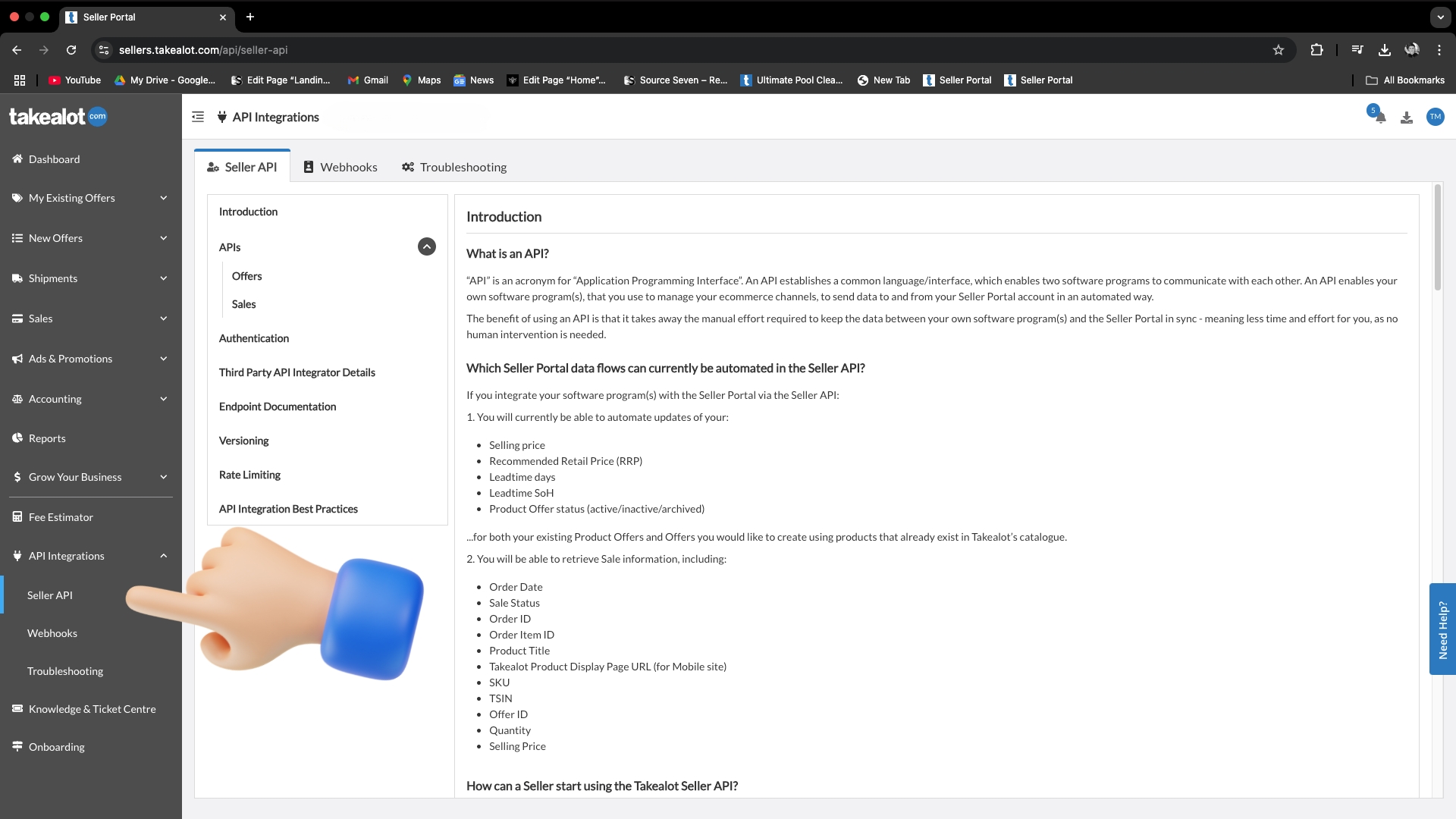 Navigate to API Integration to find your Takealot API key