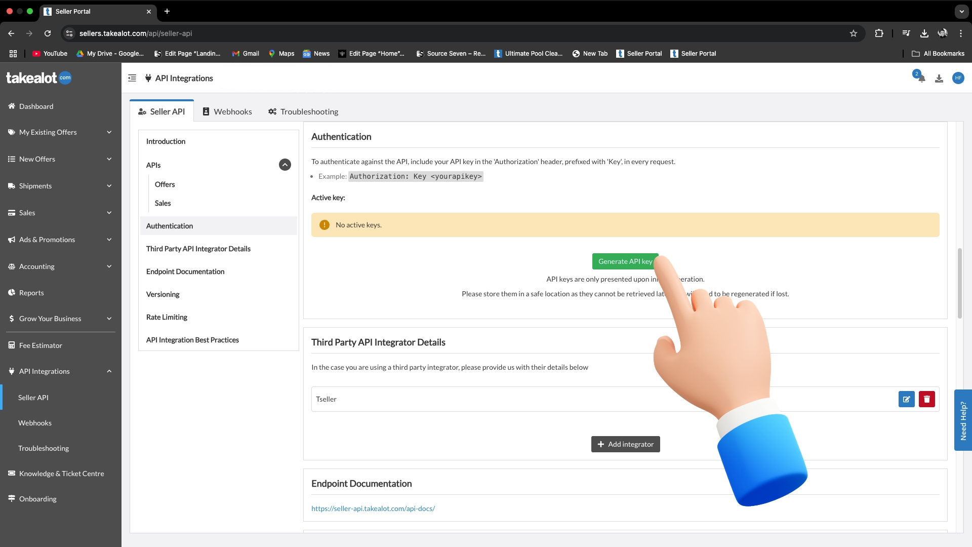 Generate your Takealot API key