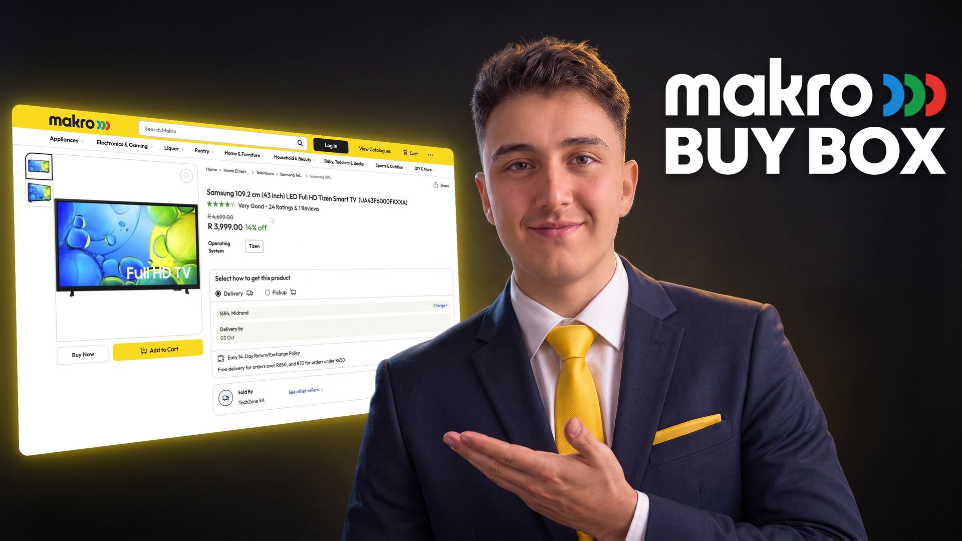 TSeller Makro Buy Box repricer — automatically win the Makro Marketplace Buy Box by checking every tracked offer every 6 minutes and repricing one rand below the cheapest competing seller, with a minimum price floor it never crosses, a preferred price it climbs back to when competitors raise prices or sell out, daily reset, Smart Alerts, and a profit breakdown after Makro commission and final-mile fees in South Africa