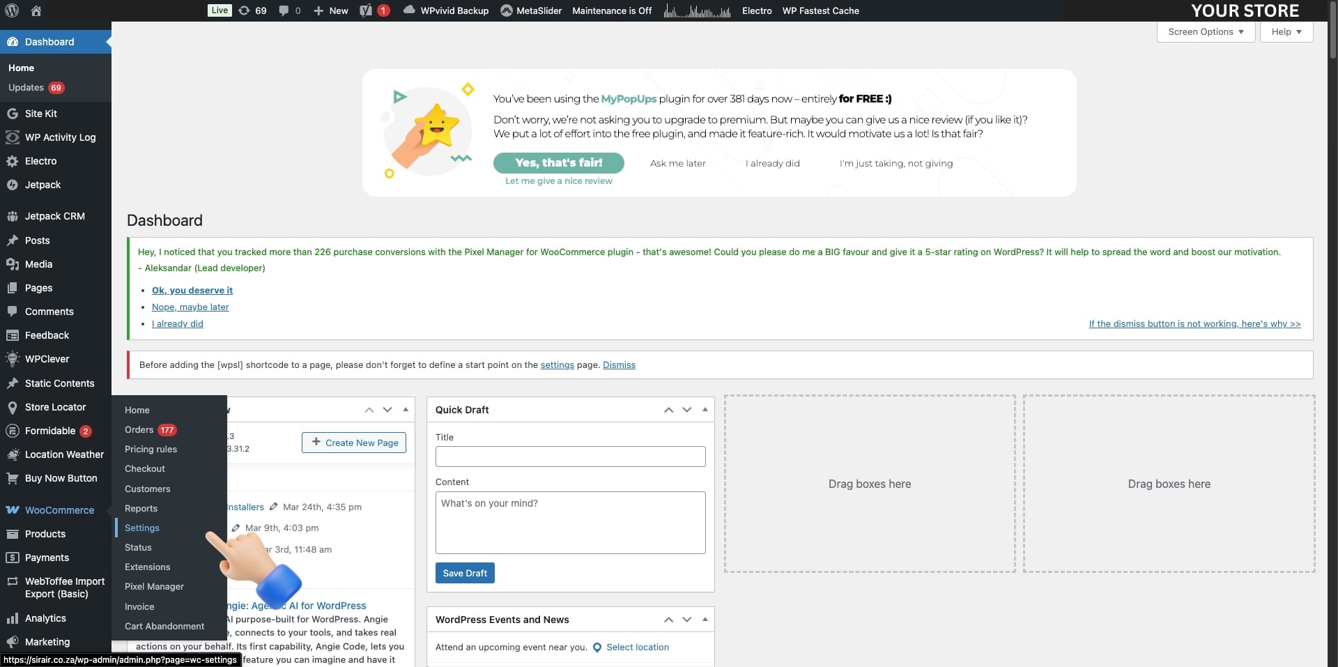 WordPress Admin - WooCommerce Settings