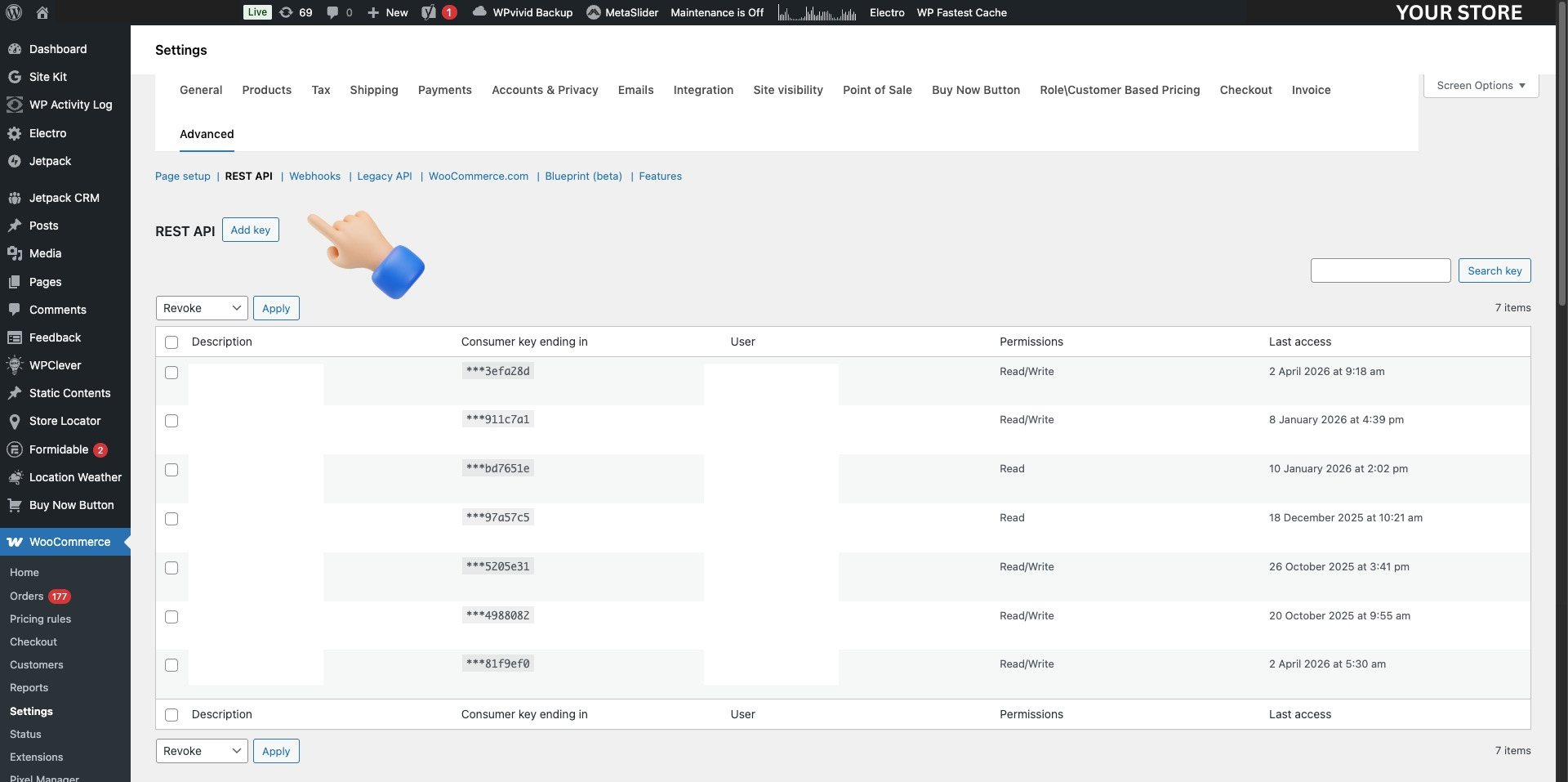 Advanced - REST API sub-tab